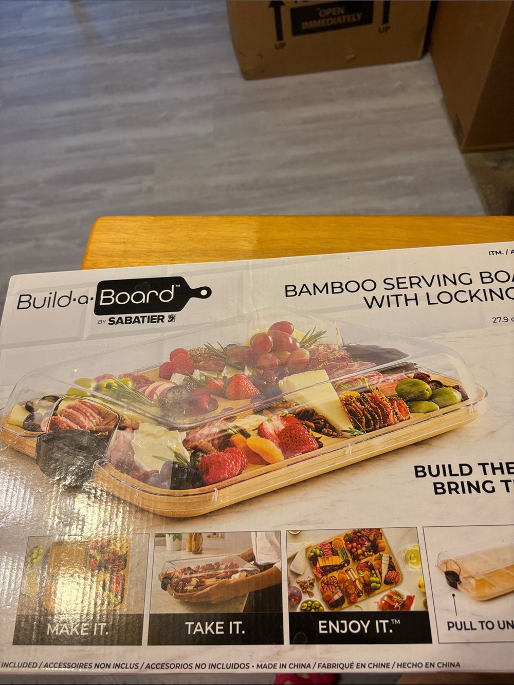 Build-a-Board Bamboo Serving Board with Locking Lid - Natural Bamboo